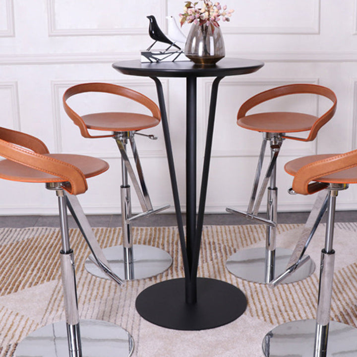 Modern Minimalist Round Iron Steel MDF Bar Table For Dining Room