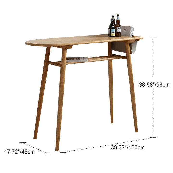 Contemporary Scandinavian Long Oval Cherrywood Bar Table 2-Tier For Dining Room