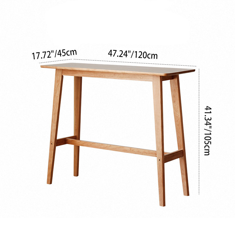 Modern Minimalist Rectangular Solid Cherry Wood Bar Table With Footrest Multi-Functional Console For Dining Room &amp; Living Room