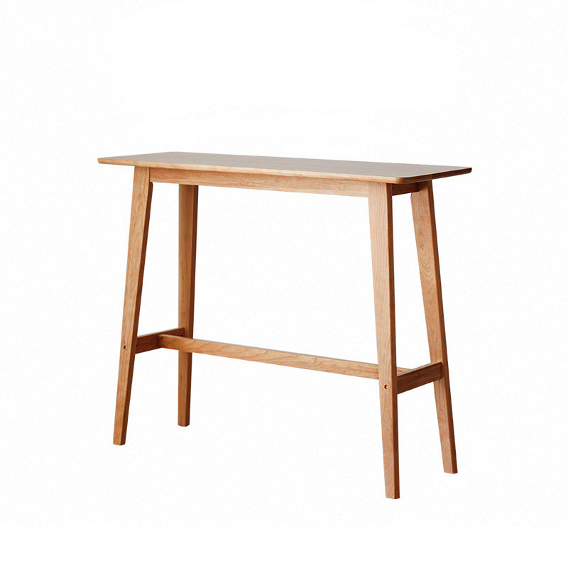 Modern Minimalist Rectangular Solid Cherry Wood Bar Table With Footrest Multi-Functional Console For Dining Room &amp; Living Room
