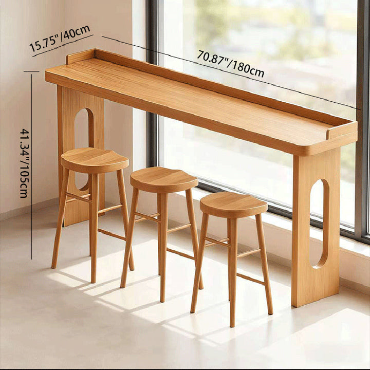 Modern Minimalist Solid Wood Rectangular Bar Table For Dining Room &amp; Cafe