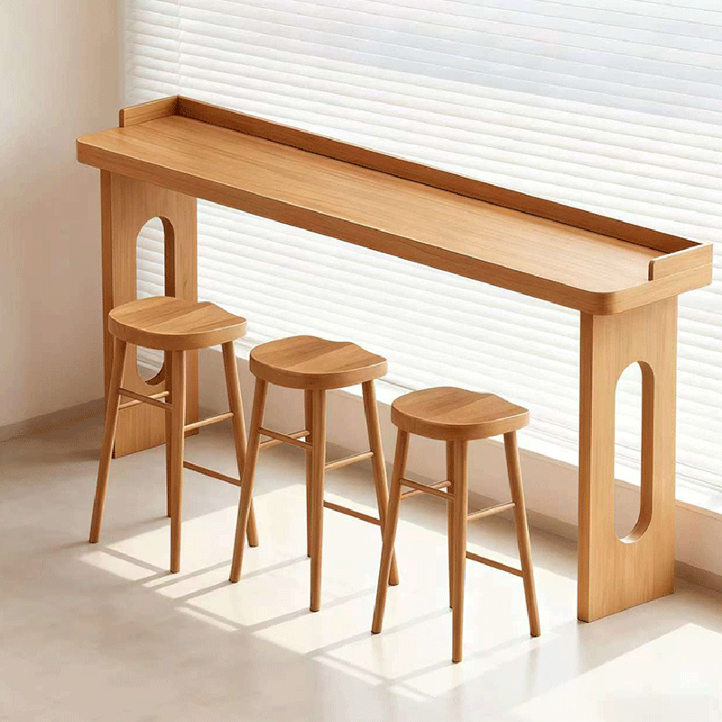 Modern Minimalist Solid Wood Rectangular Bar Table For Dining Room &amp; Cafe