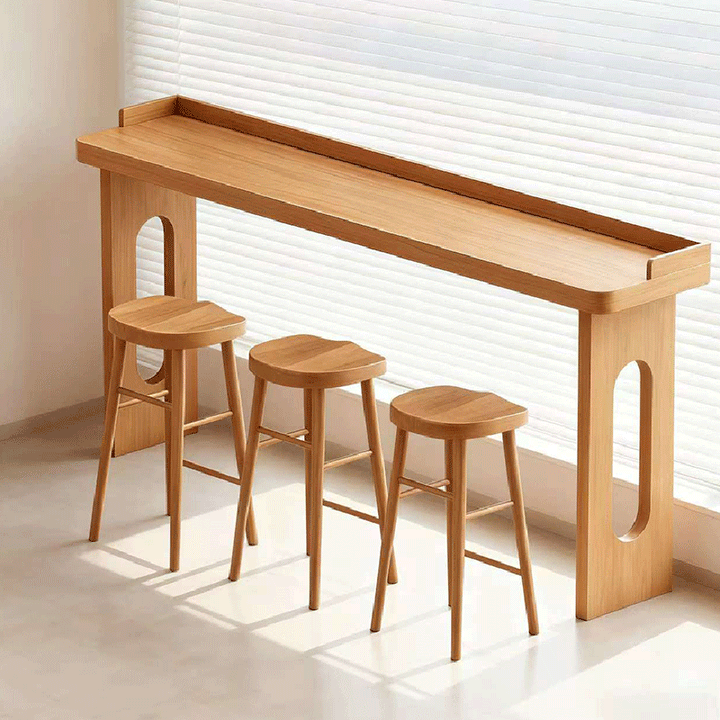 Modern Minimalist Solid Wood Rectangular Bar Table For Dining Room &amp; Cafe