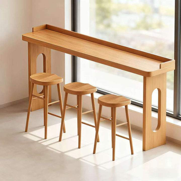 Modern Minimalist Solid Wood Rectangular Bar Table For Dining Room &amp; Cafe
