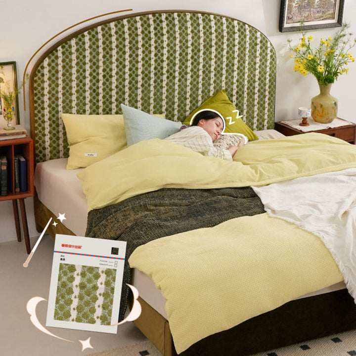 Removable Covers Beech Wood Bed Frame - Retro Customizable &amp; Eco-Friendly Bed