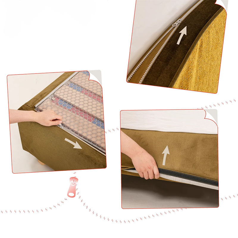 Removable Covers Beech Wood Bed Frame - Retro Customizable &amp; Eco-Friendly Bed