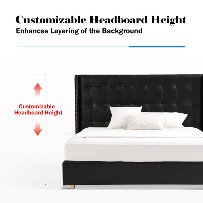 Sustainable Microfiber Leather Curved Canopy Bed Frame - French Design Detachable Fabric Cover Customizable And Elegant For Your Bedroom