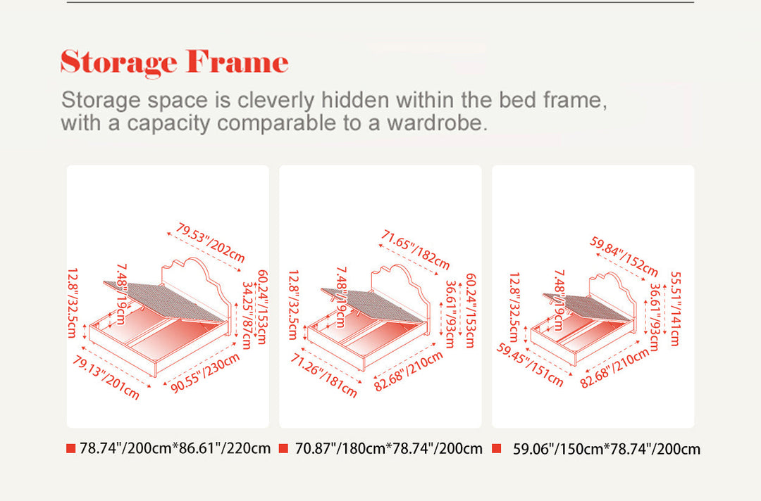 Detachable Dual-Tone Leather &amp; Fabric Covers - Elegant French Curved Headboard Bed Frame For Your Bedroom
