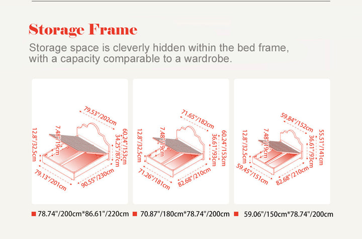 Detachable Dual-Tone Leather &amp; Fabric Covers - Elegant French Curved Headboard Bed Frame For Your Bedroom