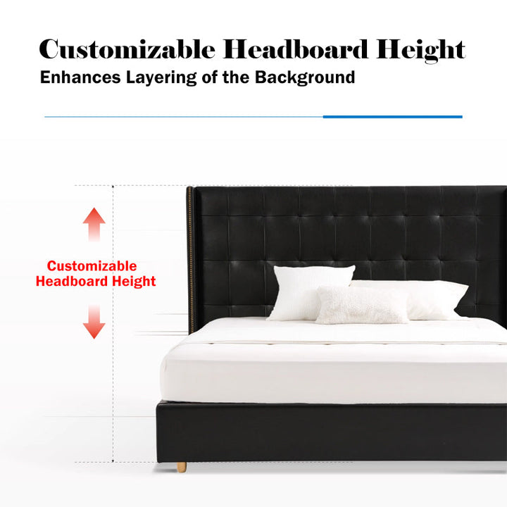 Elegant Pearl Microfiber Leather Upholstered Headboard Bed Frame - Luxury Refined Smooth Edges Bed For Your Bedroom