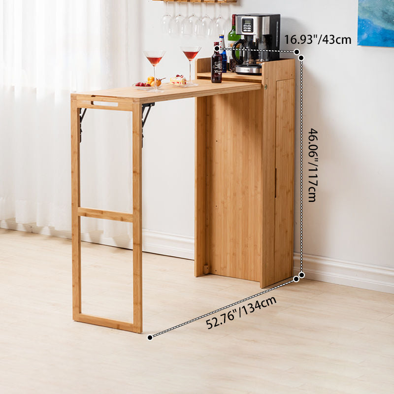Modern Simplicity Bamboo Hardware Rectangular Foldable Bar Table &amp; Chair Set For Dining Room