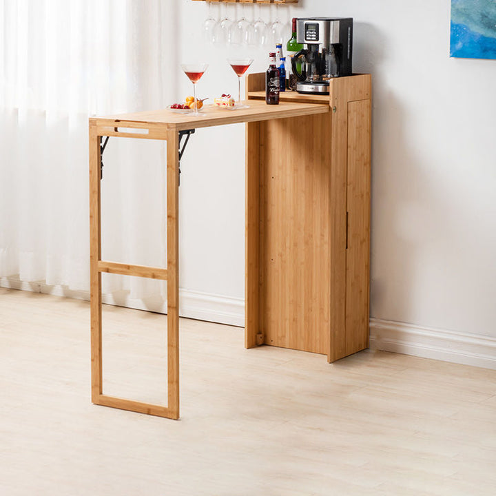 Modern Simplicity Bamboo Hardware Rectangular Foldable Bar Table &amp; Chair Set For Dining Room