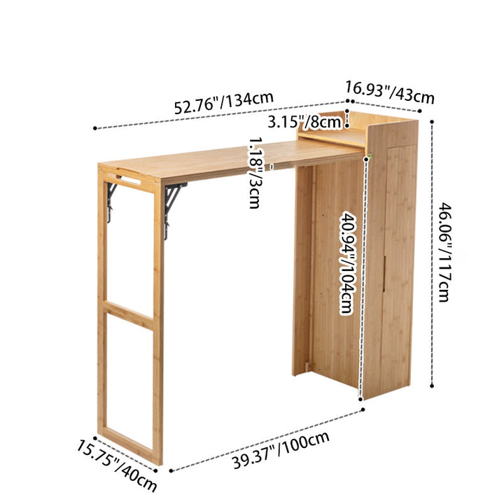 Modern Simplicity Bamboo Hardware Rectangular Foldable Bar Table &amp; Chair Set For Dining Room
