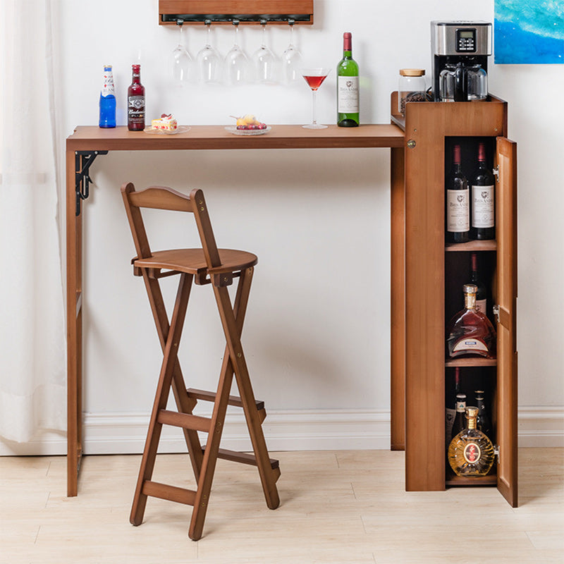 Modern Simplicity Bamboo Hardware Rectangular Foldable Bar Table &amp; Chair Set For Dining Room