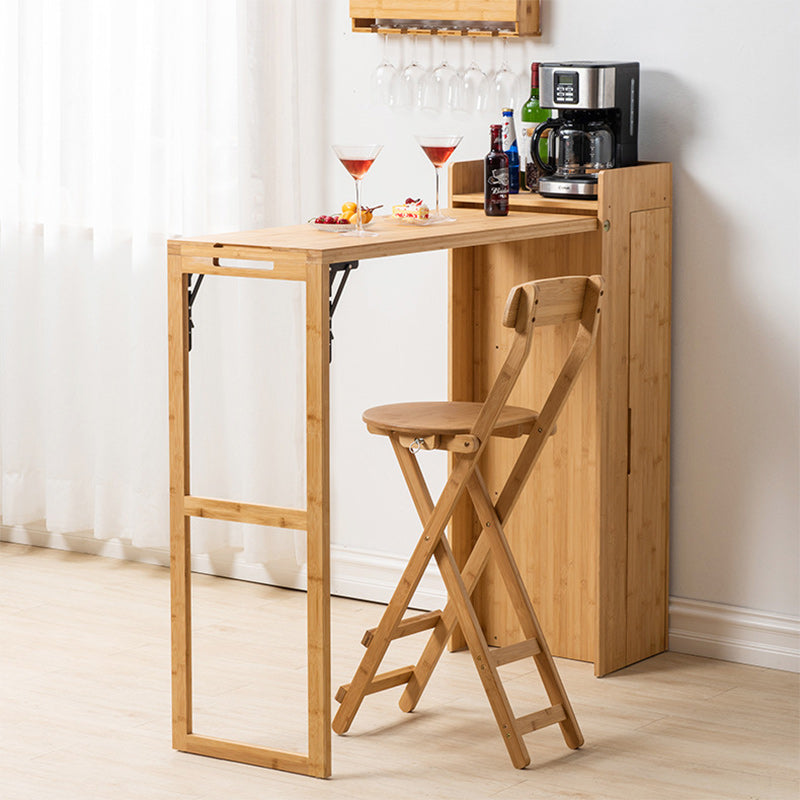 Modern Simplicity Bamboo Hardware Rectangular Foldable Bar Table &amp; Chair Set For Dining Room