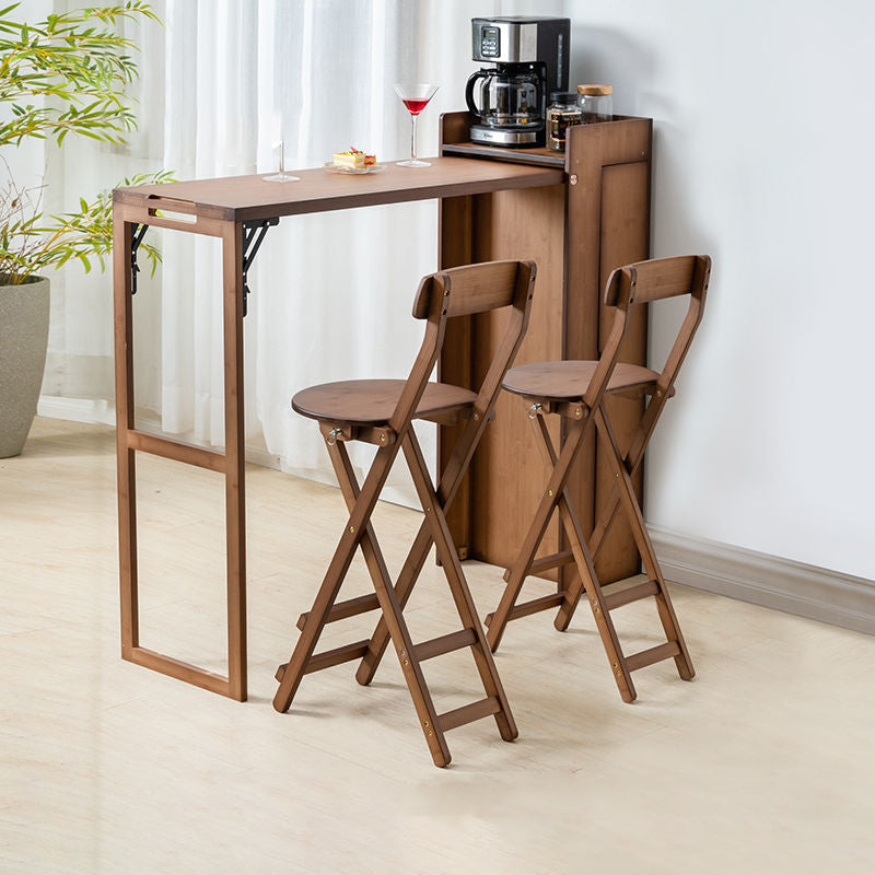 Modern Simplicity Bamboo Hardware Rectangular Foldable Bar Table &amp; Chair Set For Dining Room