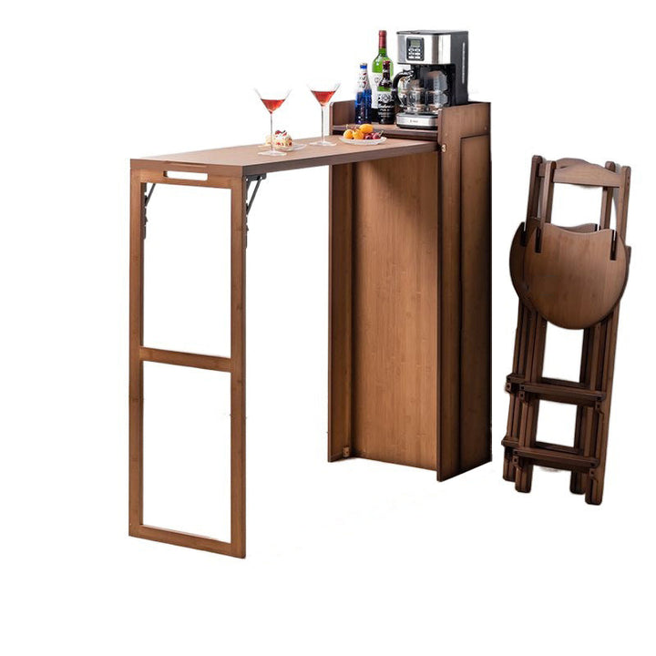 Modern Simplicity Bamboo Hardware Rectangular Foldable Bar Table &amp; Chair Set For Dining Room