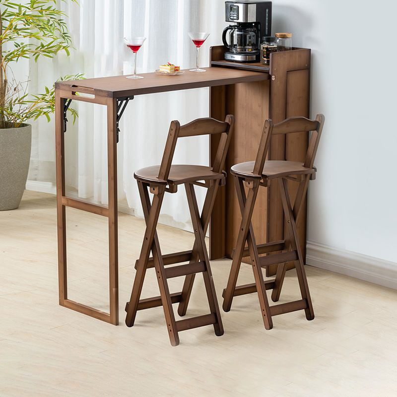 Modern Simplicity Bamboo Hardware Rectangular Foldable Bar Table &amp; Chair Set For Dining Room