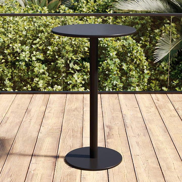 Modern Minimalist Round Iron Outdoor Bar Table 1-Tier For Garden