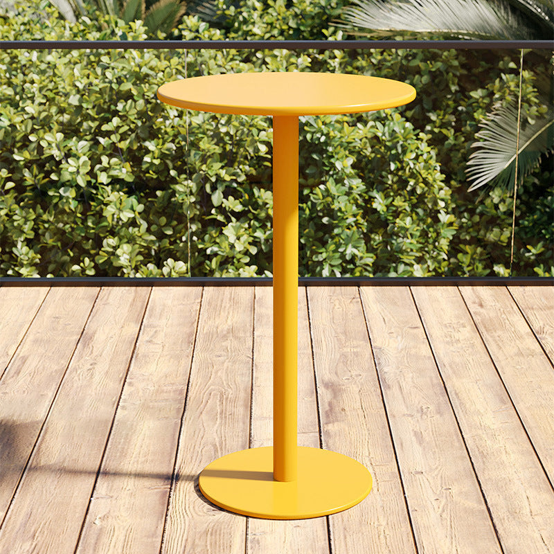 Modern Minimalist Round Iron Outdoor Bar Table 1-Tier For Garden