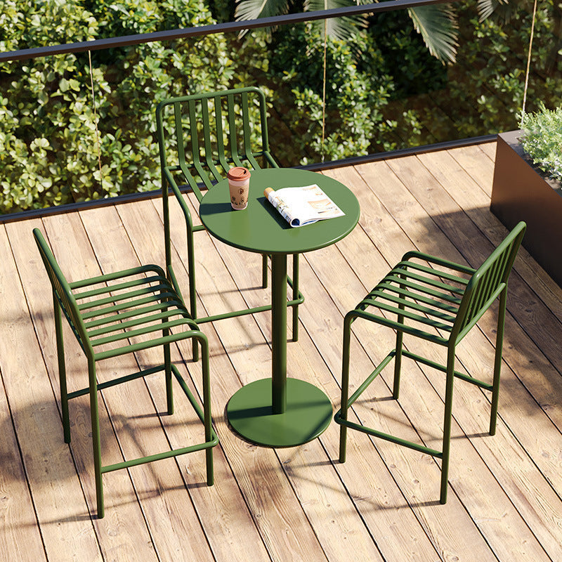Modern Minimalist Round Iron Outdoor Bar Table 1-Tier For Garden