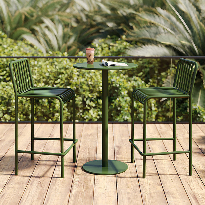 Modern Minimalist Round Iron Outdoor Bar Table 1-Tier For Garden