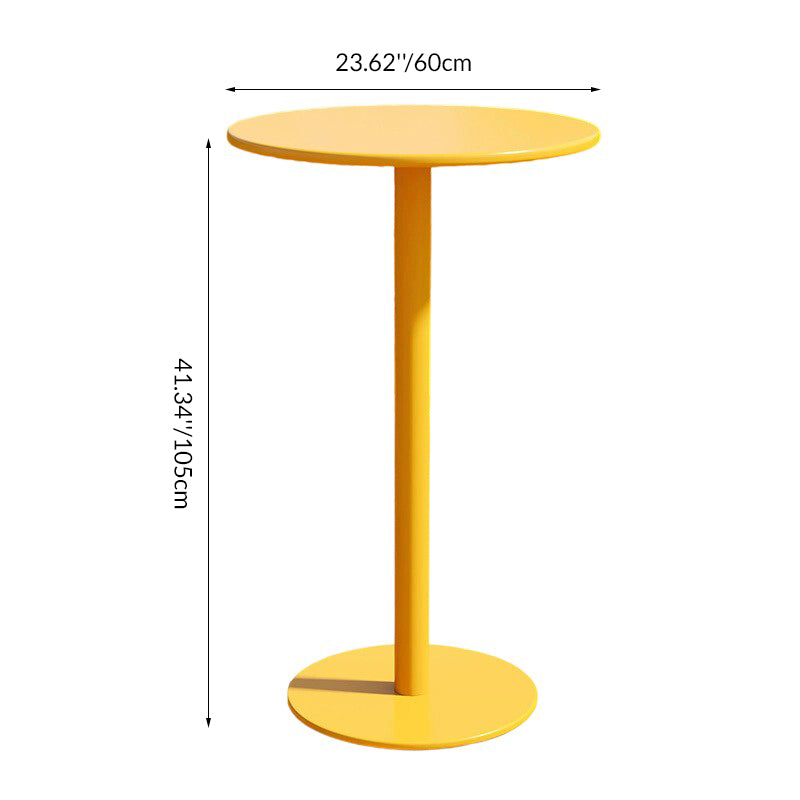 Modern Minimalist Round Iron Outdoor Bar Table 1-Tier For Garden