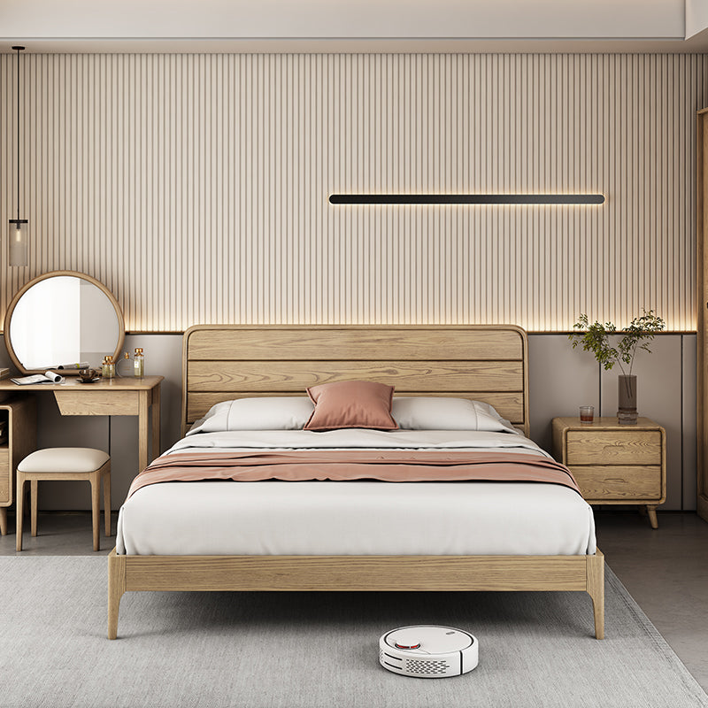 Premium Ash Wood Recessed Bed Frame - Home-Friendly Solid Support &amp; Sleek Look Bed For Bedroom