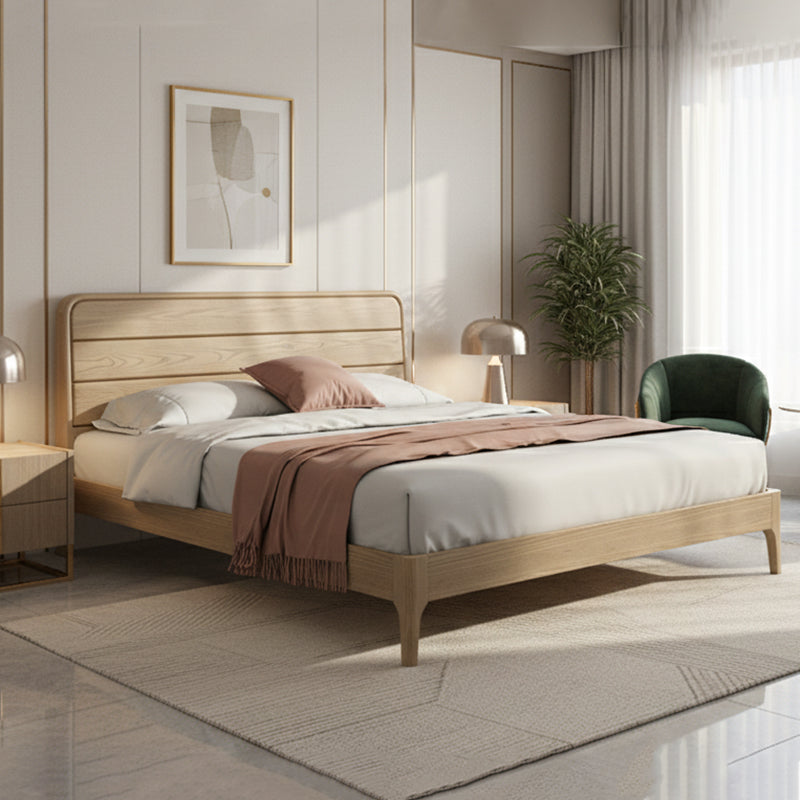 Premium Ash Wood Recessed Bed Frame - Home-Friendly Solid Support &amp; Sleek Look Bed For Bedroom