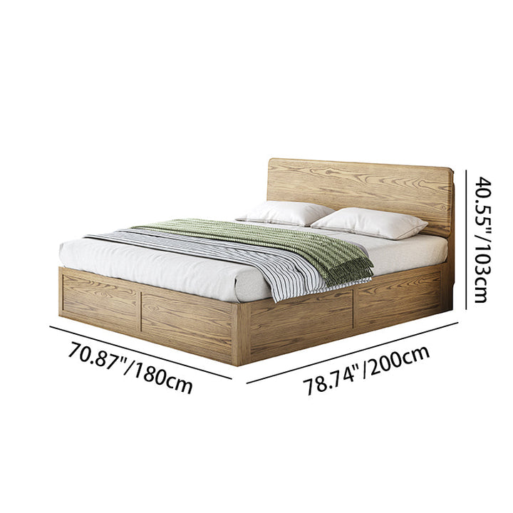 Versatile Minimalist Storage Bed Frame - All-Wood Lift-Top Design Bed For Bedroom