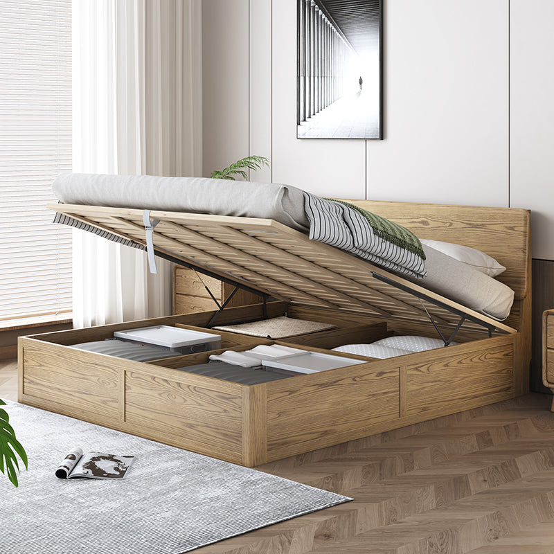 Versatile Minimalist Storage Bed Frame - All-Wood Lift-Top Design Bed For Bedroom