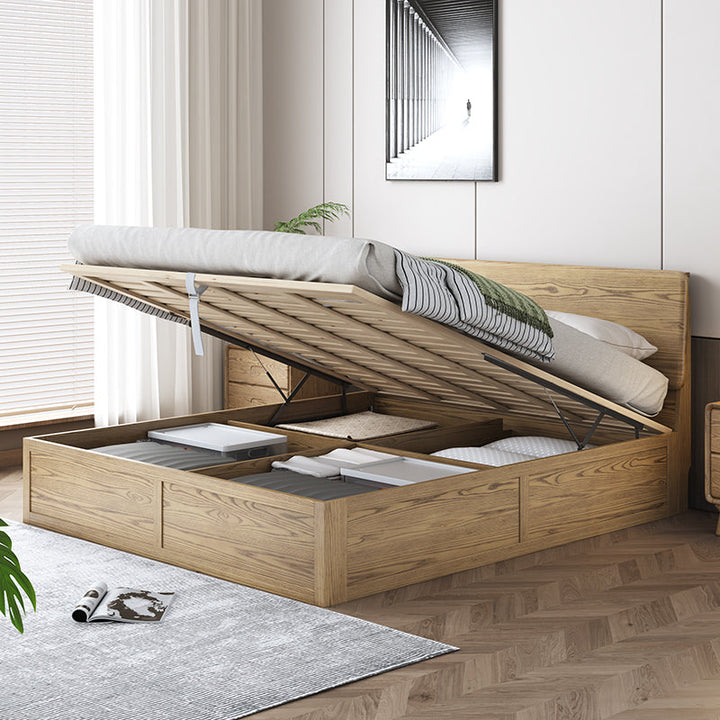 Versatile Minimalist Storage Bed Frame - All-Wood Lift-Top Design Bed For Bedroom