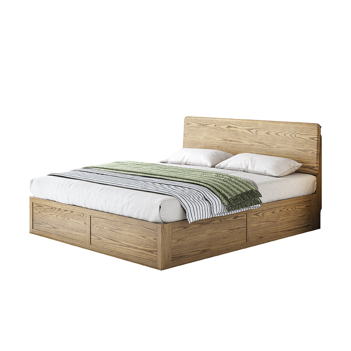Versatile Minimalist Storage Bed Frame - All-Wood Lift-Top Design Bed For Bedroom