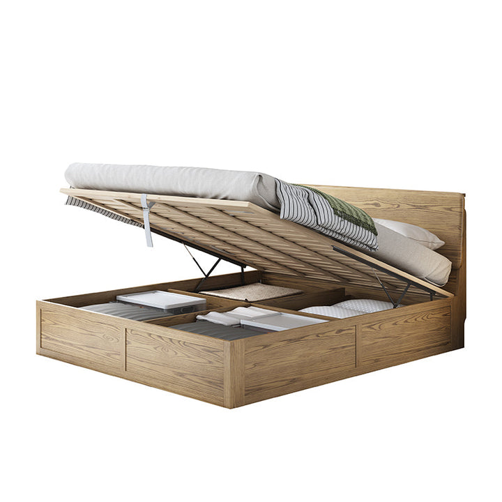 Versatile Minimalist Storage Bed Frame - All-Wood Lift-Top Design Bed For Bedroom