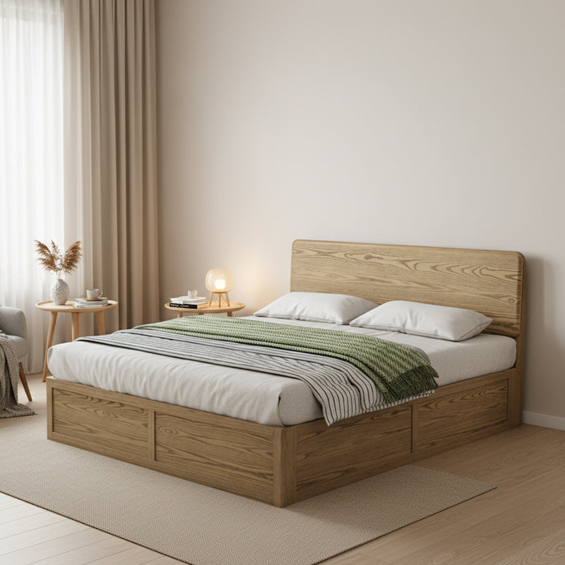 Versatile Minimalist Storage Bed Frame - All-Wood Lift-Top Design Bed For Bedroom