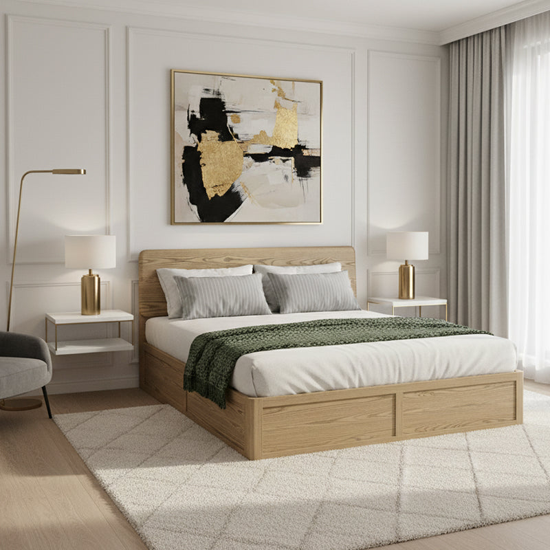 Versatile Minimalist Storage Bed Frame - All-Wood Lift-Top Design Bed For Bedroom