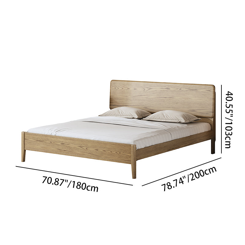 Traditional Rustic Flush-Edge Bed Frame - Full Ash Wood Frame &amp; Pine Slats Adjustable Height Bed For Bedroom