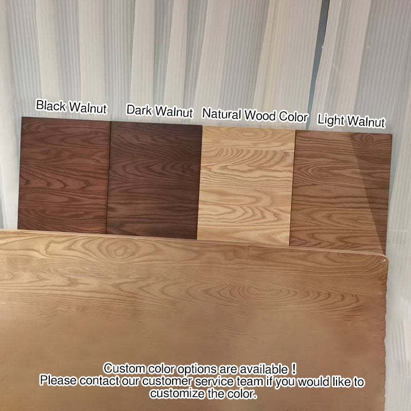 Consistent Texture Bed Frame - Flush Edge &amp; Adjustable Height Ash Wood Bed For Bedroom