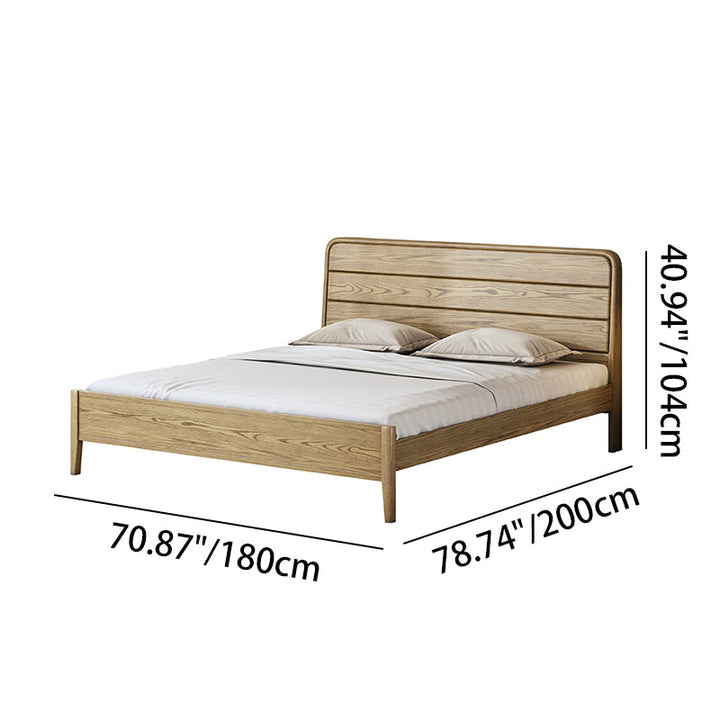 Consistent Texture Bed Frame - Flush Edge &amp; Adjustable Height Ash Wood Bed For Bedroom