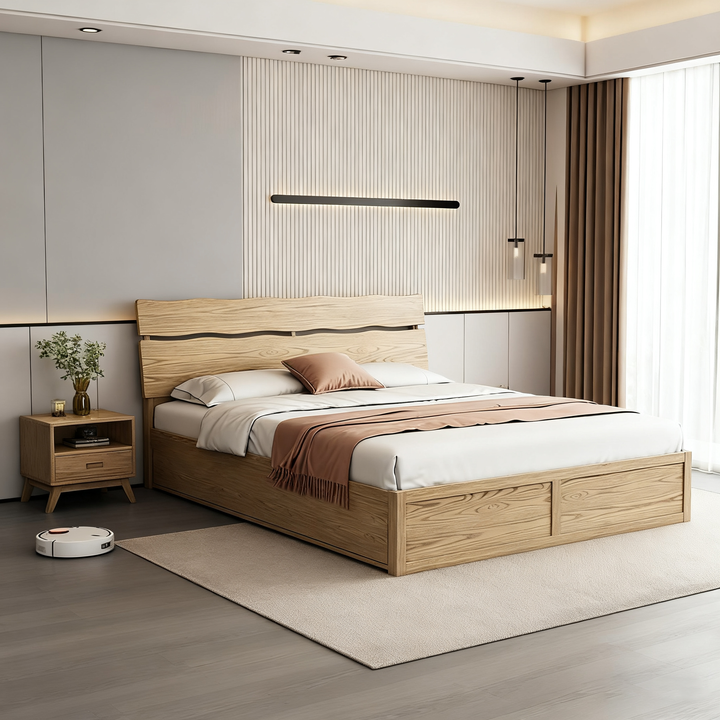 Modern Minimalist Bed Frame - Storage Box &amp; Durable Material Blend Bed For Bedroom