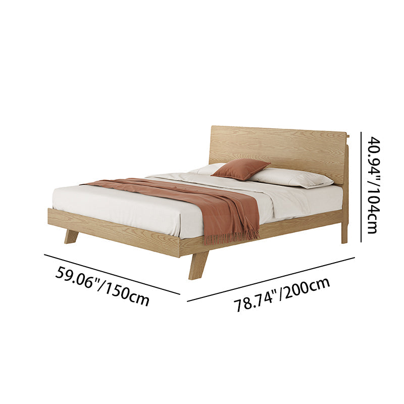 Minimalist Flush-Edge Design Bed Frame - Full Ash Wood Frame Bed For Bedroom