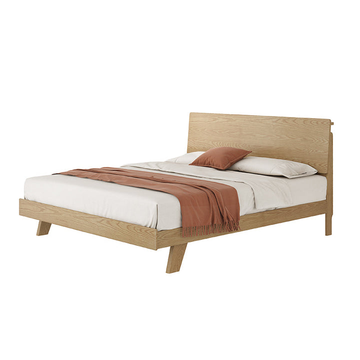 Minimalist Flush-Edge Design Bed Frame - Full Ash Wood Frame Bed For Bedroom