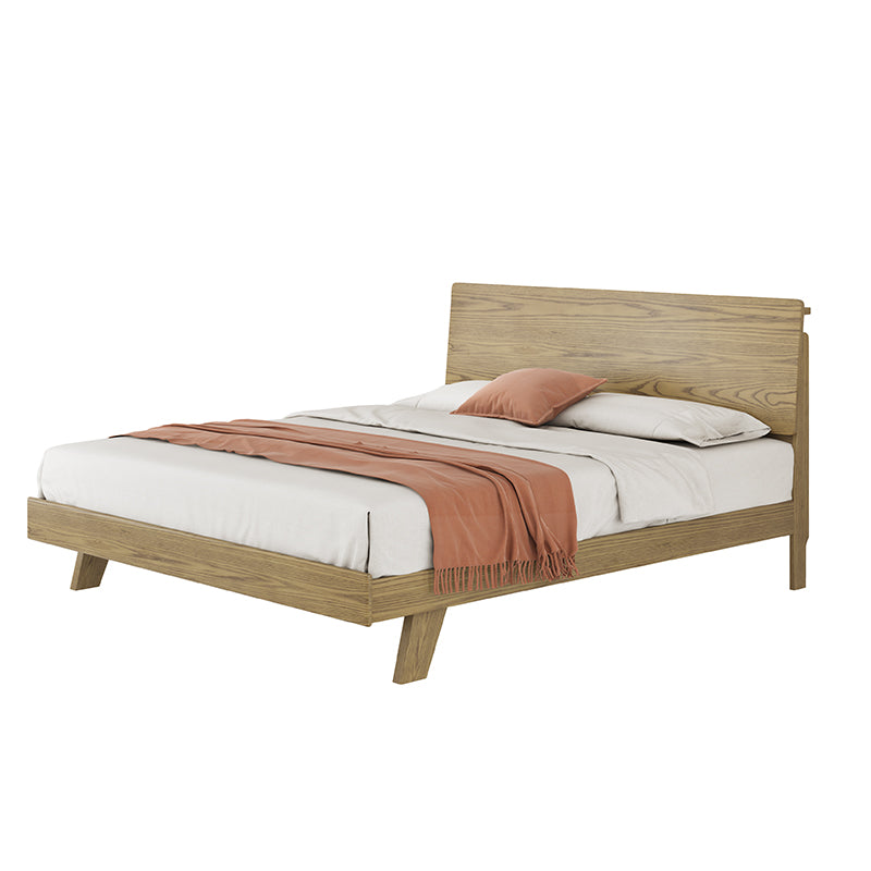 Minimalist Flush-Edge Design Bed Frame - Full Ash Wood Frame Bed For Bedroom
