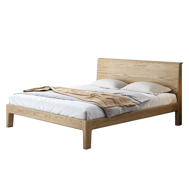 Traditional Rustic Style Bed Frame - Flush-Edge Design Sturdy Full Ash Wood Frame Bed For Bedroom