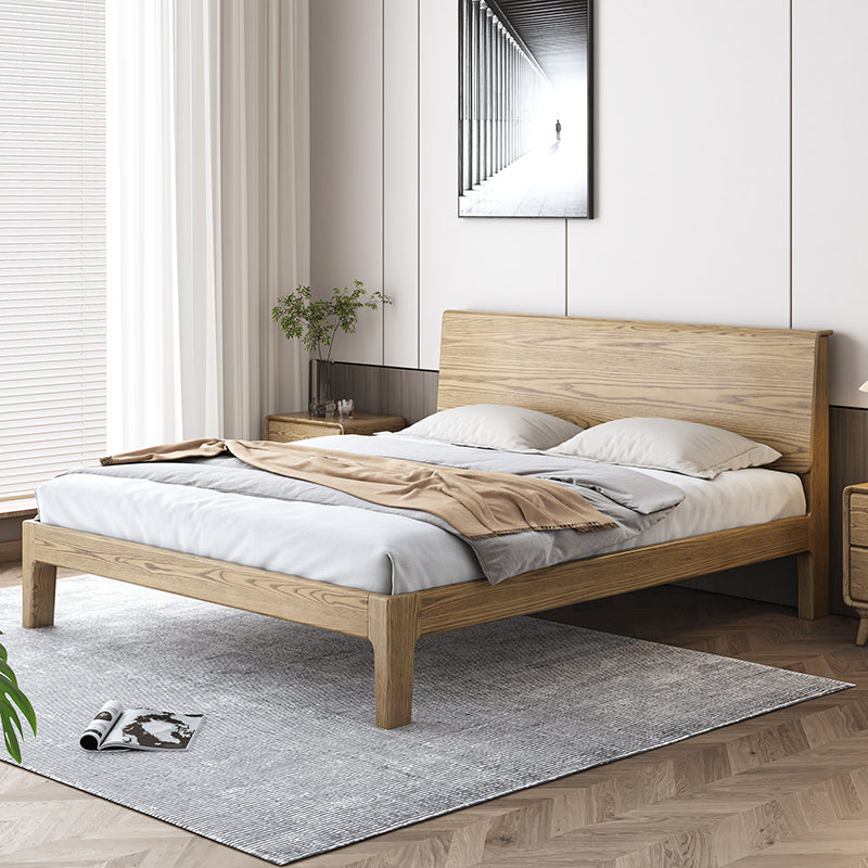 Traditional Rustic Style Bed Frame - Flush-Edge Design Sturdy Full Ash Wood Frame Bed For Bedroom